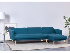 Sofá de canto reversível e conversível azul pato GRACE Escandinavo Moderno