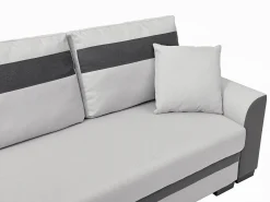Sofá de canto reversível e convertível em tecido e pele sintética cinza-claro GIANY II