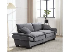Sofá de casal moderno - 224 x 81 x 81 cm - com edredom - para quarto e escritório - veludo - cinza