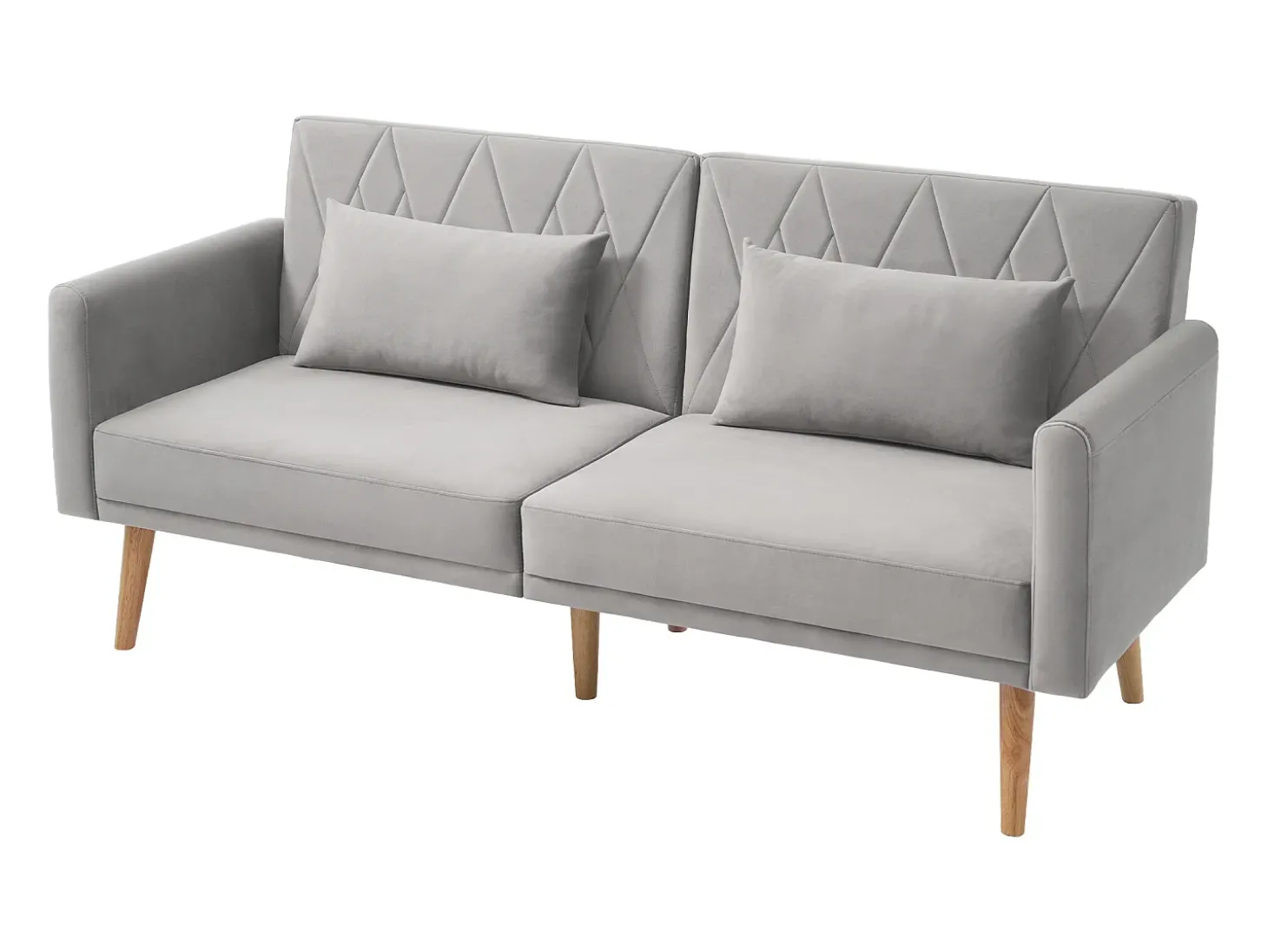 Sofá de dois lugares 180x75x82 cm - Encosto ajustável - Veludo - Cinza