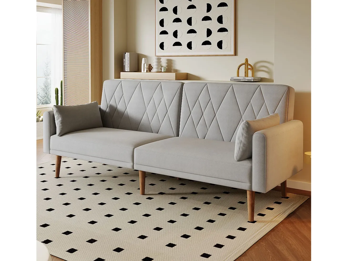 Sofá de dois lugares 180x75x82 cm - Encosto ajustável - Veludo - Cinza