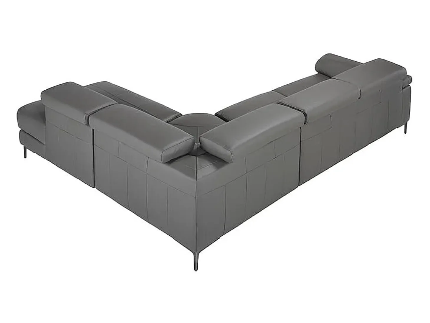 Sofá de relaxamento com chaise longue direita em pele cinzenta escura 6111 ANGEL CERDA
