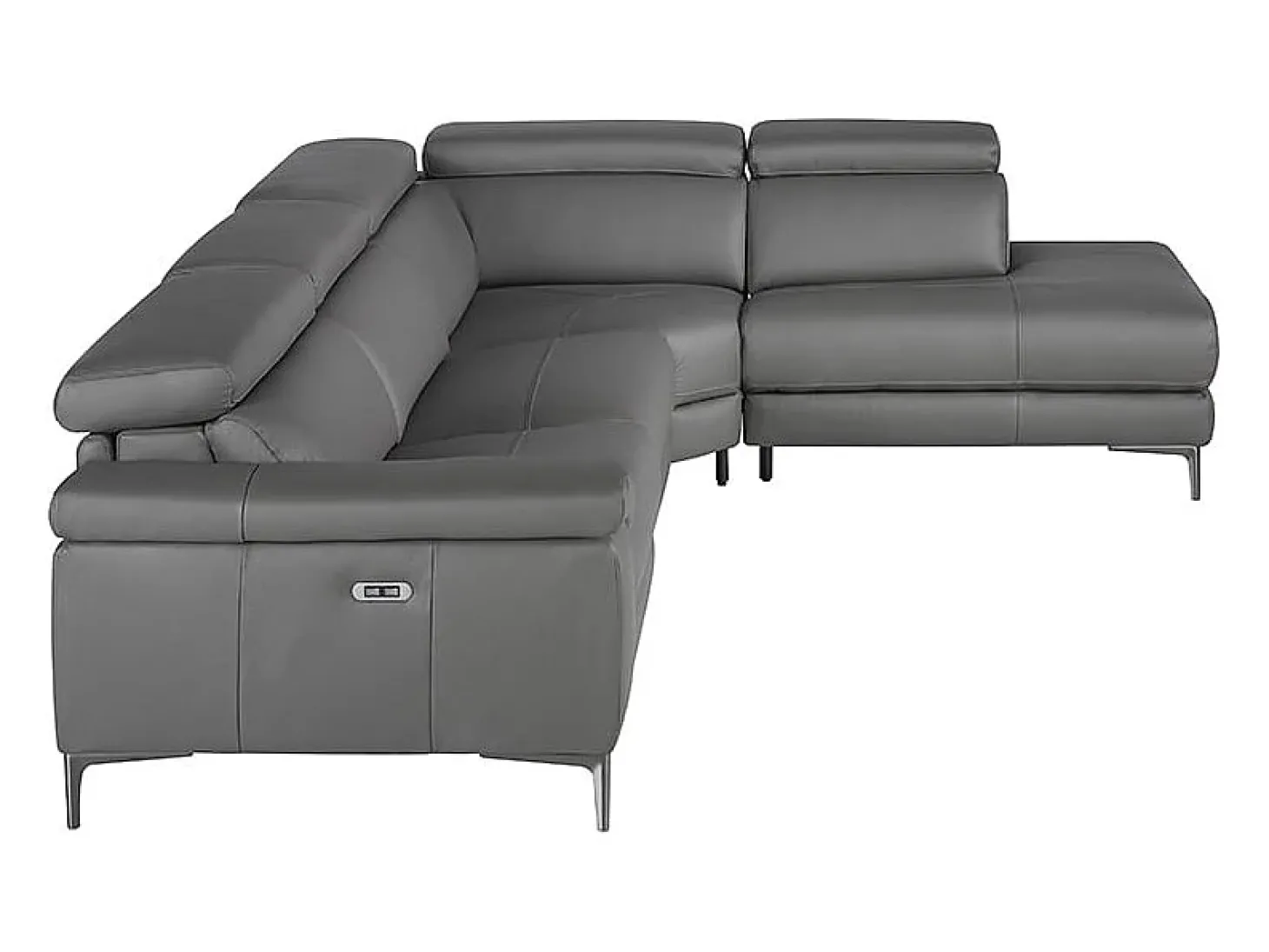 Sofá de relaxamento com chaise longue direita em pele cinzenta escura 6111 ANGEL CERDA