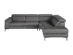 Sofá de relaxamento com chaise longue direita em pele cinzenta escura 6111 ANGEL CERDA