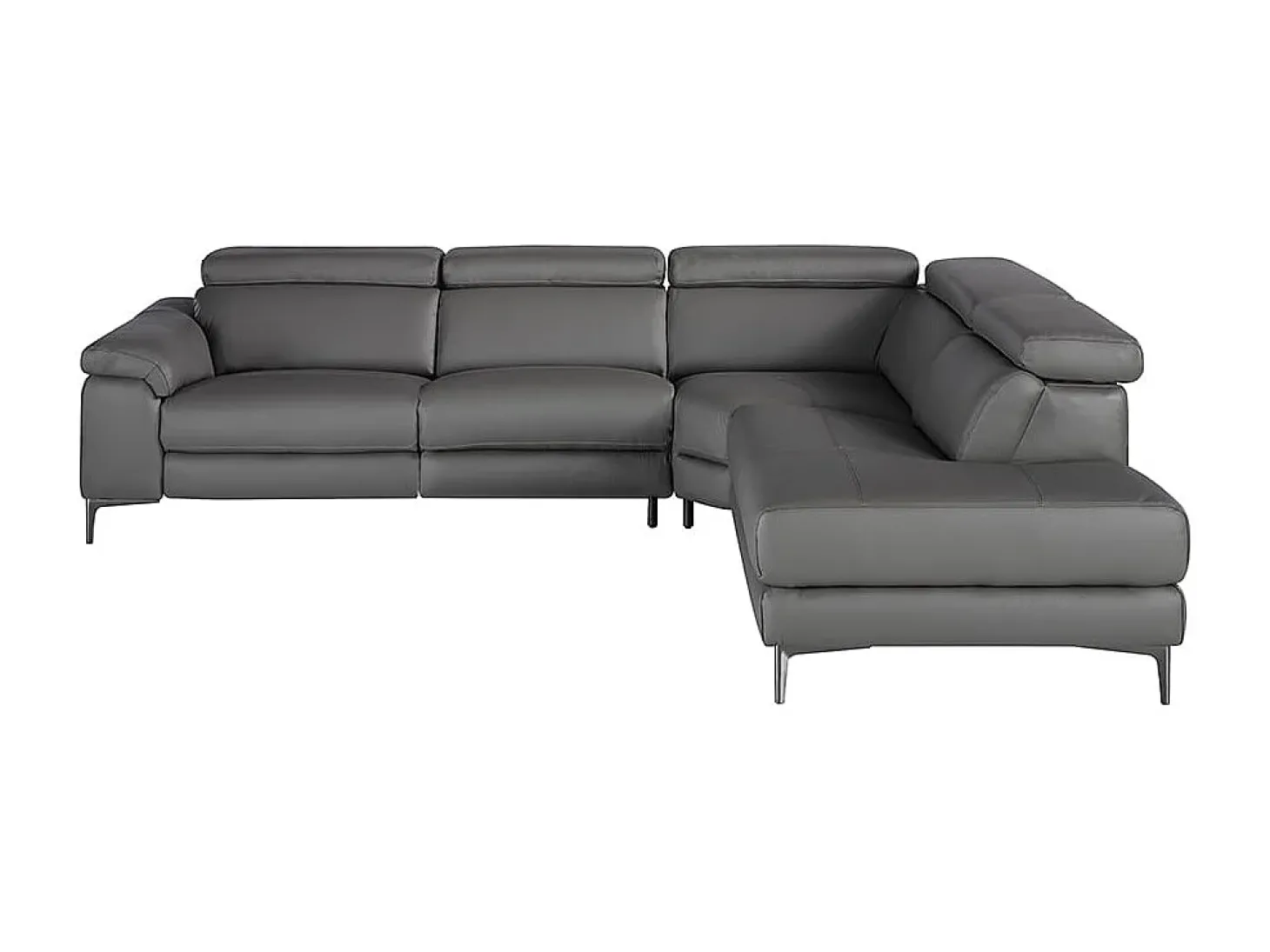 Sofá de relaxamento com chaise longue direita em pele cinzenta escura 6111 ANGEL CERDA