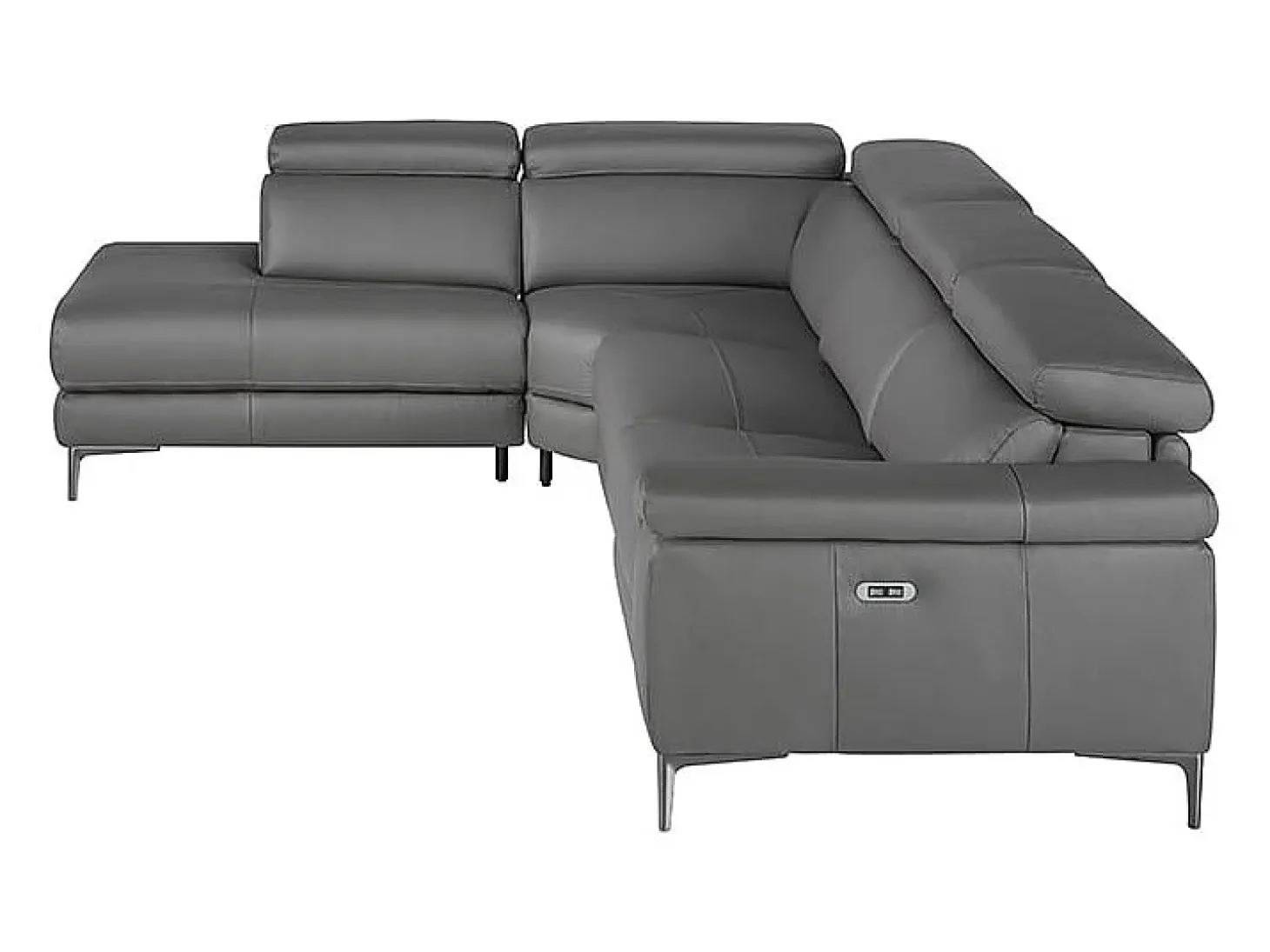 Sofá de relaxamento com chaise longue esquerda em pele cinzenta escura 6112 ANGEL CERDA