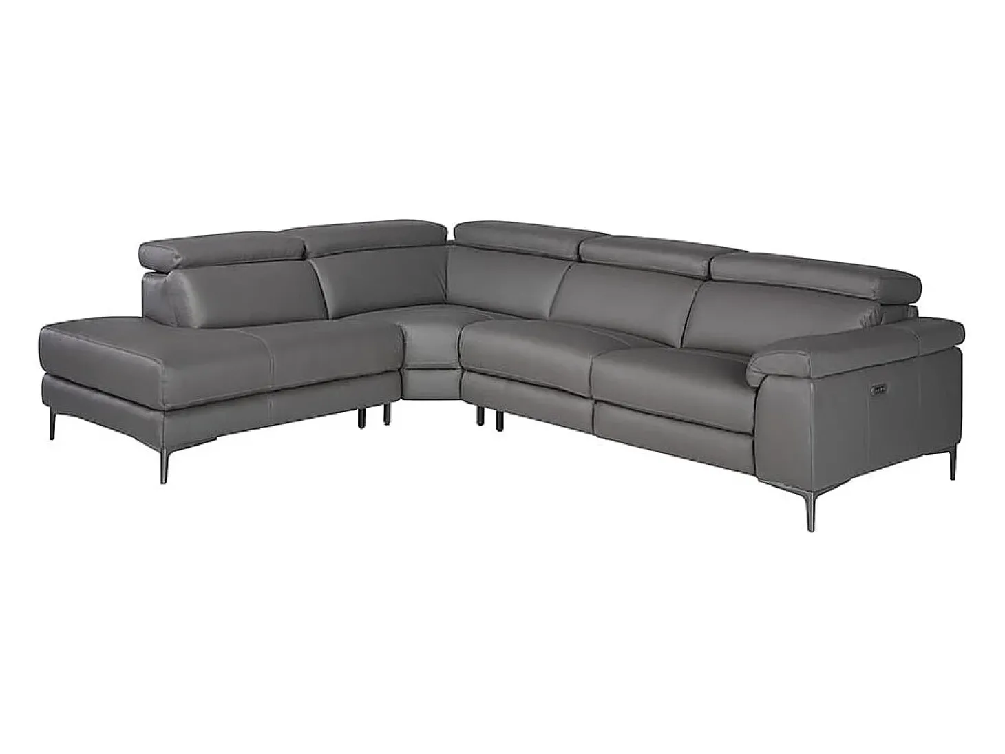 Sofá de relaxamento com chaise longue esquerda em pele cinzenta escura 6112 ANGEL CERDA