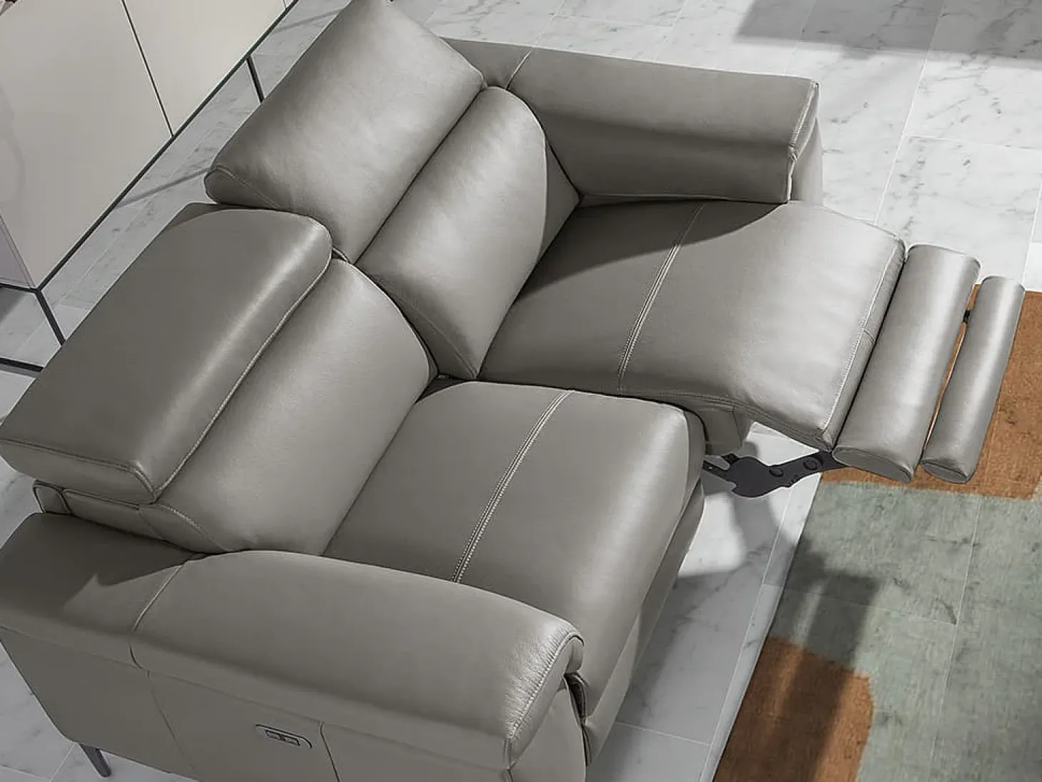 Sofá de relaxamento de 3 lugares em pele cinzenta escura 6122 ANGEL CERDA