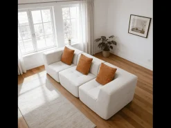 Sofá de sala Eden Simple 3 lugares - branco laranja