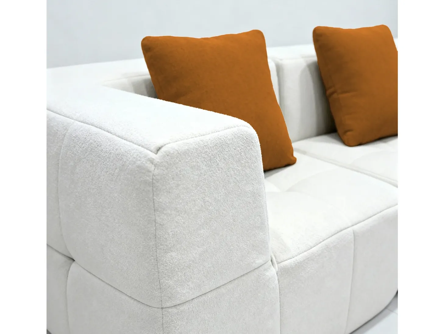 Sofá de sala Eden Simple 3 lugares - branco laranja