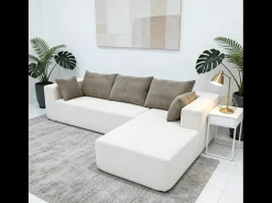 Sofá de sala Luna 3 lugares - branco areia direita