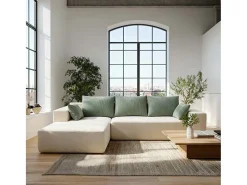 Sofá de sala Luna 3 lugares - branco sálvia esquerda