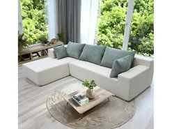 Sofá de sala Luna 3 lugares - branco sálvia esquerda