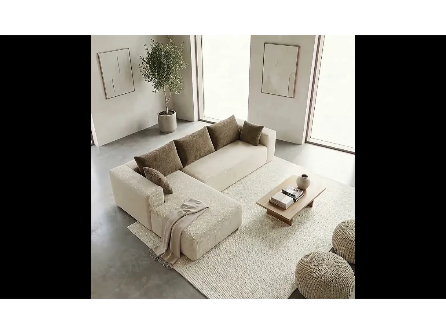 Sofá de sala Luna 3 lugares - branco areia esquerda