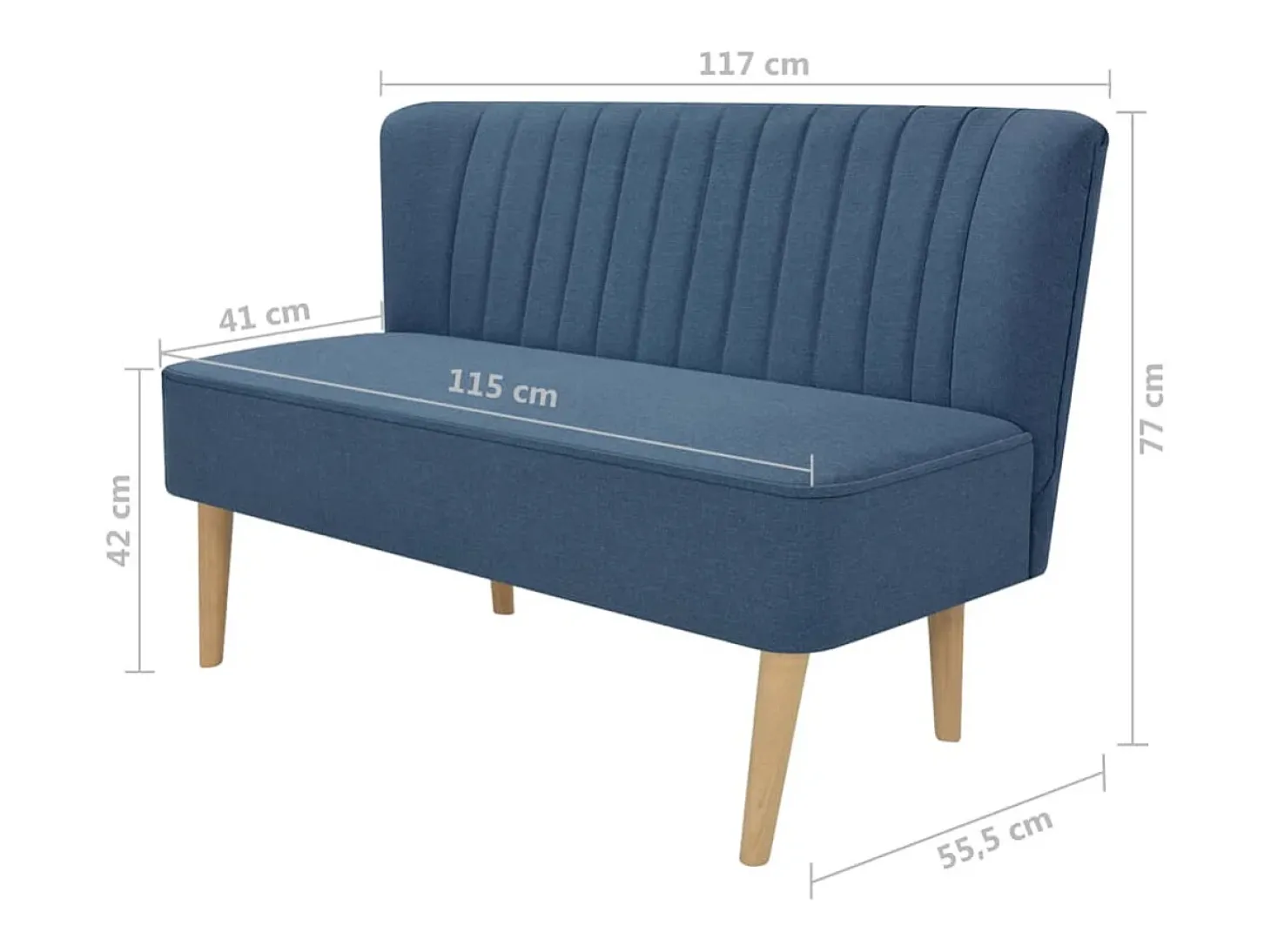 Sofá de tecido 117x55,5x77 cm azul PT953863
