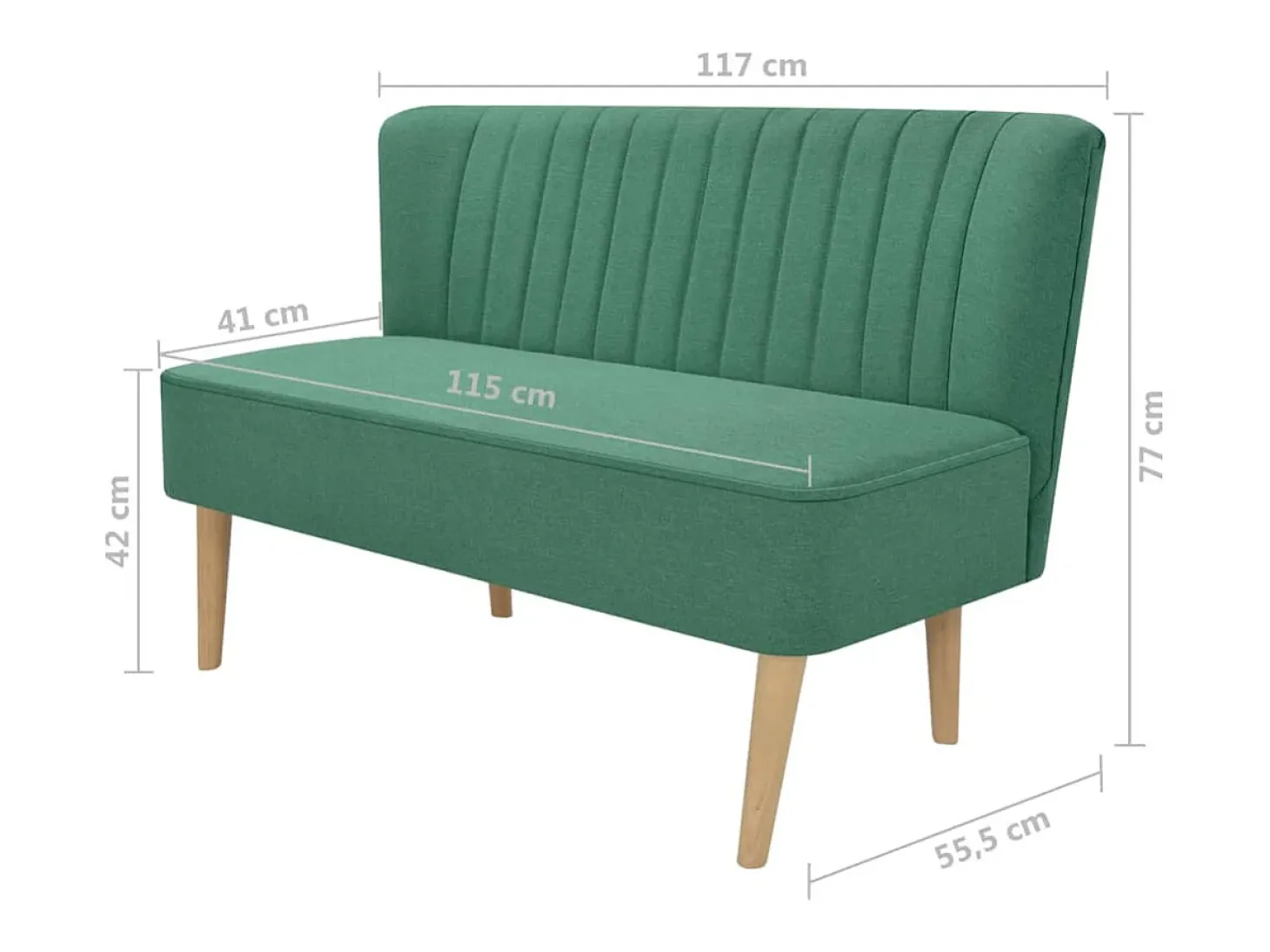 Sofá de tecido 117x55,5x77 cm verde PT123245