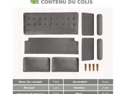 Sofá de veludo cinza de 2 - sofá de veludo cinza, mini sofá de quarto, com apoios de braços cônicos e pés, uma região lombar - 148,5x78x85cm