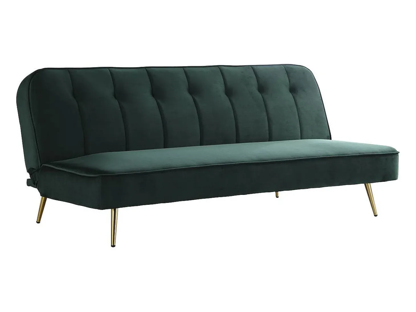 Sofá de veludo Clic Clac "James" - 180 x 83 x 75 cm - 3 lugares - Verde escuro.