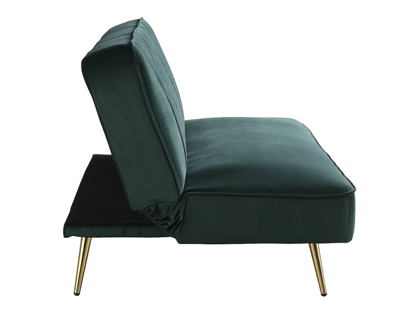 Sofá de veludo Clic Clac "James" - 180 x 83 x 75 cm - 3 lugares - Verde escuro.