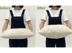 Sofá de veludo cotelê de 2 lugares, Sofá estofado moderno reto grande com assentos extra profundos 56cm - 2 almofadas - 178x76x89cm - Cinzento