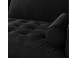 Sofá de veludo preto de 2 - sofá, sofá moderno da sala de estar, com apoios de braços cônicos e pés, uma parte de baixo - 148,5x78x85cm