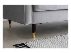 Sofá direito de design vintage de 3 lugares em veludo cinza claro NALHA - Estilo Escandinavo