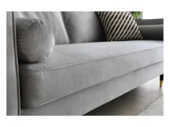 Sofá direito de design vintage de 3 lugares em veludo cinza claro NALHA - Estilo Escandinavo