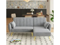 Sofá dobrável de 3 lugares - 191,5 x 130 x 80 cm - sofá de canto com função de cama - veludo - cinza