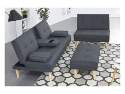Sofá escandinavo conversível e modular de 5 lugares em tecido cinza STOCKHOLM