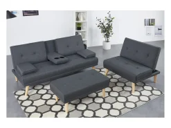Sofá escandinavo conversível e modular de 5 lugares em tecido cinza STOCKHOLM