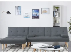 Sofá escandinavo conversível e modular de 5 lugares em tecido cinza STOCKHOLM