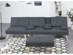 Sofá escandinavo conversível e modular de 5 lugares em tecido cinza STOCKHOLM