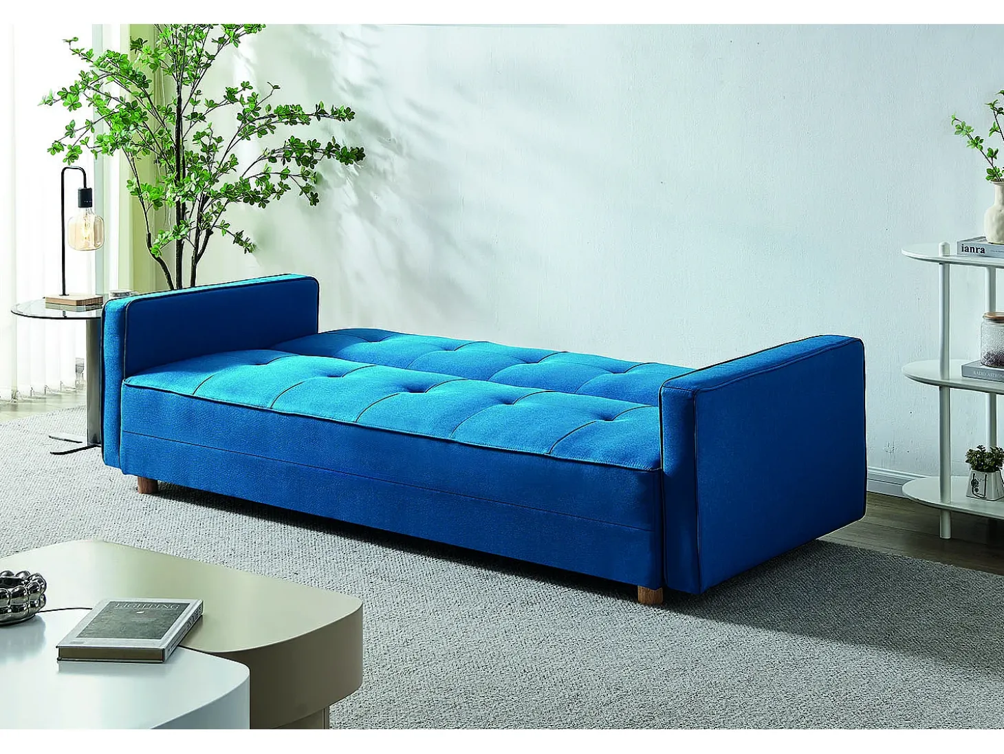 Sofá Escandinavo Conversível 3 Lugares Azul Pato COPENHAGUE