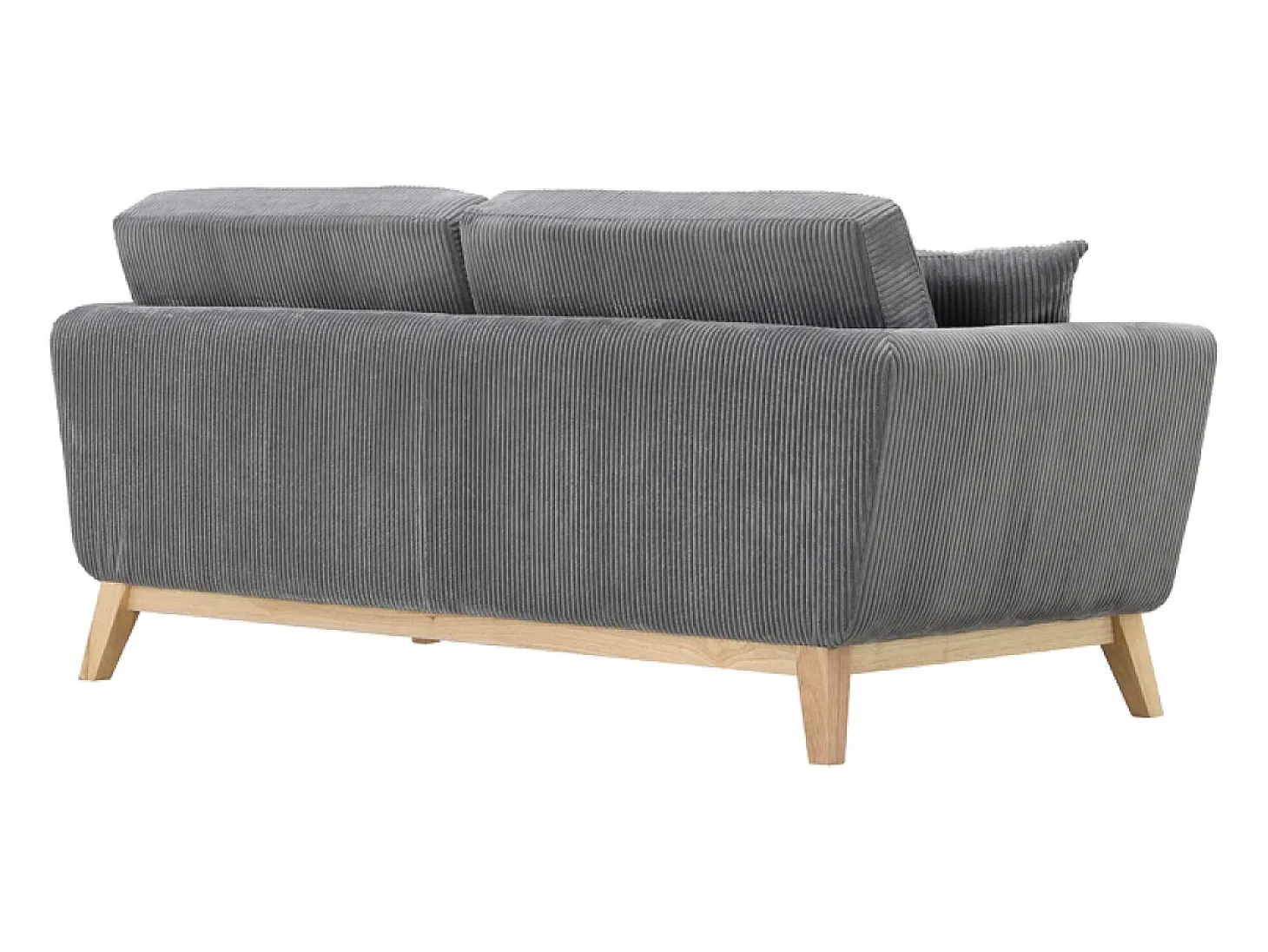 Sofá Escandinavo de 3 Lugares em Veludo Cotelê Cinza Claro HOGA - Estilo Nórdico, Confortável e Elegante