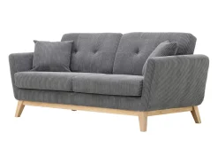 Sofá Escandinavo de 3 Lugares em Veludo Cotelê Cinza Claro HOGA - Estilo Nórdico, Confortável e Elegante