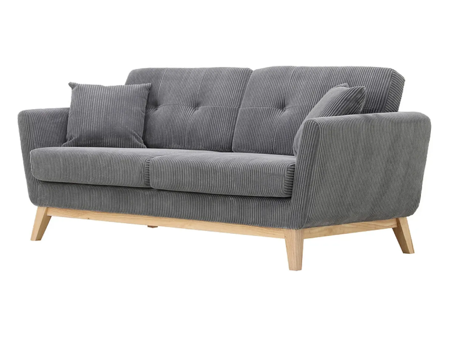 Sofá Escandinavo de 3 Lugares em Veludo Cotelê Cinza Claro HOGA - Estilo Nórdico, Confortável e Elegante