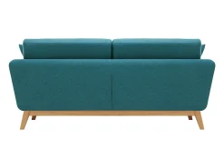 Sofá Escandinavo de 3 Lugares Azul Pato HOGA com Almofadas - Design Atípico e Confortável
