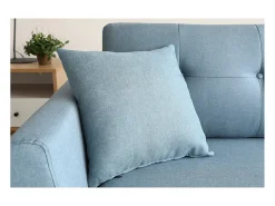 Sofá Escandinavo de 3 Lugares em Azul Pastel HOGA em Tecido de Poliéster com Estrutura de Madeira Maciça - Conforto Ótimo