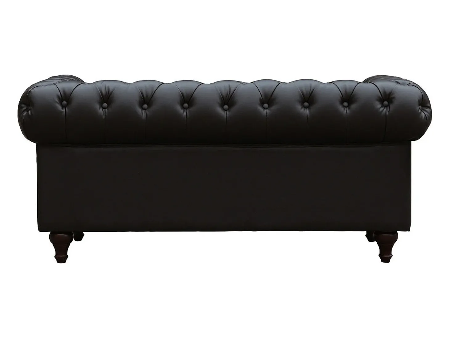 Sofá fixo Chesterfield "Aliza" 2 lugares em couro sintético marrom capitonê