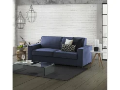 Sofá fixo Daalder, sofá de 2 lugares, 100% Fabricado na Itália, Sofá da sala em tecido, com braços padrão, 180x95h90 cm, Azul