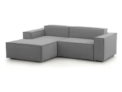 Sofá fixo Daniela, Sofá modular grande de 2 lugares com península esquerda, 100% Fabricado na Itália, Sofá de tecido moderno, 240x170h70 cm, Cinza