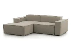 Sofá fixo Daniela, Sofá modular grande de 2 lugares com península esquerda, 100% Fabricado na Itália, Sofá de tecido moderno, 240x170h70 cm, Taupe