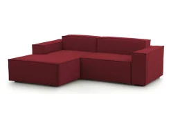 Sofá fixo Dcagnan, Sofá modular grande de 2 lugares com península esquerda, 100% Fabricado na Itália, Sofá de tecido moderno, 240x170h70 cm, Vermelho