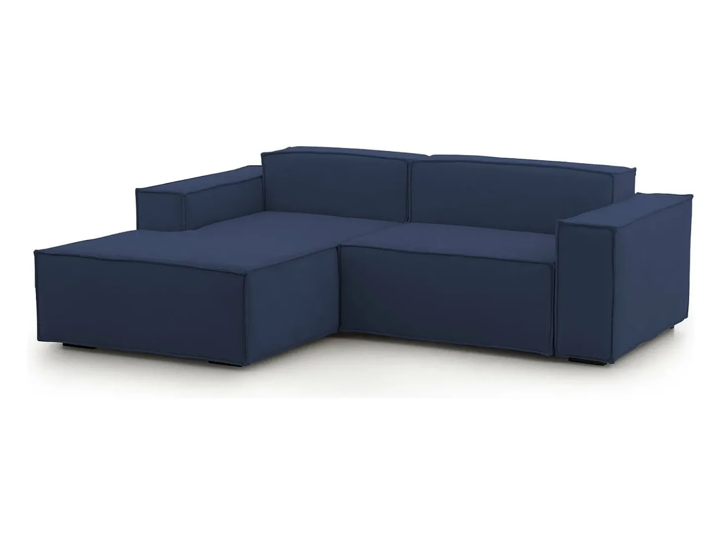 Sofá fixo Dcagnan, Sofá modular grande de 2 lugares com península esquerda, 100% Fabricado na Itália, Sofá de tecido moderno, 240x170h70 cm, Azul