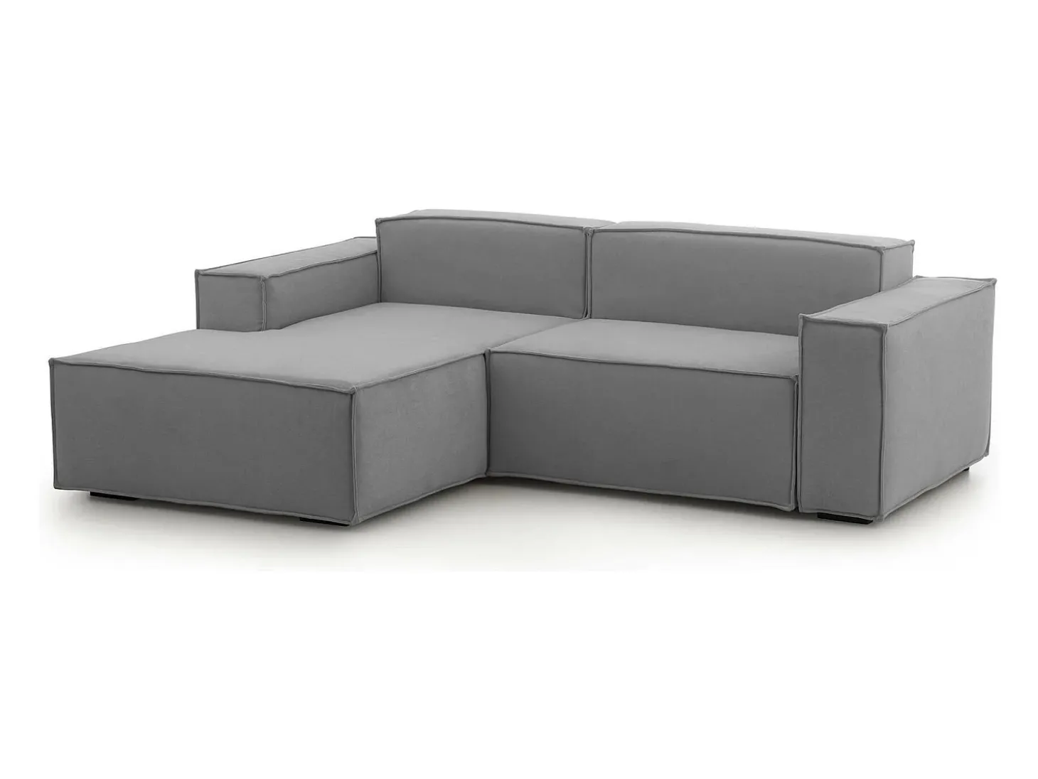 Sofá fixo Dcagnan, Sofá modular grande de 2 lugares com península esquerda, 100% Fabricado na Itália, Sofá de tecido moderno, 240x170h70 cm, Cinza