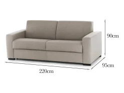Sofá fixo Dciucc, sofá de 3 lugares, 100% Fabricado na Itália, Sofá da sala em tecido acolchoado, com braços padrão, 220x95h90 cm, Taupe