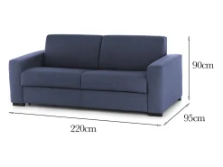 Sofá fixo Dciucc, sofá de 3 lugares, 100% Fabricado na Itália, Sofá da sala em tecido acolchoado, com braços padrão, 220x95h90 cm, Azul