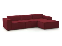 Sofá fixo Ddzek, sofá modular de 3 lugares com península direita, 100% Fabricado na Itália, Sofá de tecido moderno, 300x170h70 cm, Vermelho