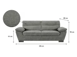 Sofá fixo de tecido "Dallas" - 210 X 88 X 90 cm - 3 lugares - Cinza