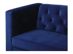 Sofá fixo de veludo "Bruce" - 196 x 76 x 82 cm - 3 lugares - Azul escuro